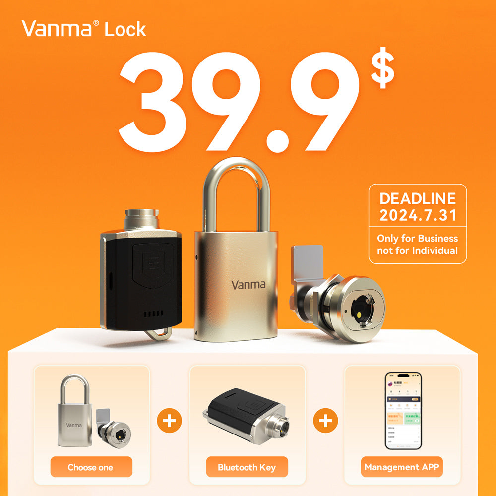 Vanma APP Control Passive Electronic Padlock System with Smart Bluetooth Key, One Key to Unlock Multiple Locks, IP68 Waterproof