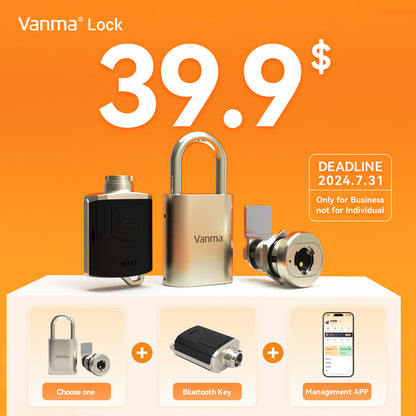 Vanma APP Control Passive Electronic Padlock System with Smart Bluetooth Key, One Key to Unlock Multiple Locks, IP68 Waterproof