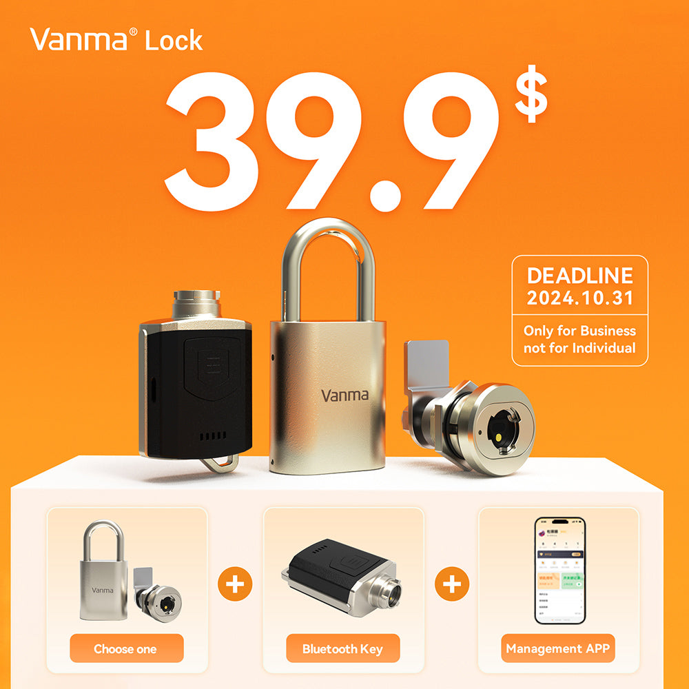 Vanma APP Control Passive Electronic Padlock System with Smart Bluetooth Key, One Key to Unlock Multiple Locks, IP68 Waterproof