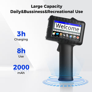 JWM Portable Handheld Inkjet Printer with 42ml Quick-Dry Ink Cartridge(12.7mm Height）