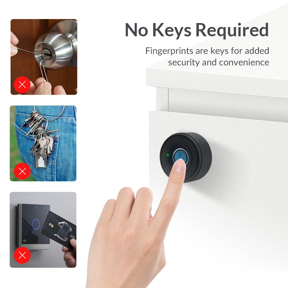Fingerprint Cabinet Lock, Keyless Hidden File Biometric Drawer Lock for Home Office