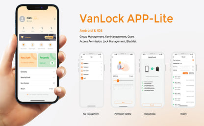 Vanma APP Control Passive Electronic Padlock System with Smart Bluetooth Key, One Key to Unlock Multiple Locks, IP68 Waterproof