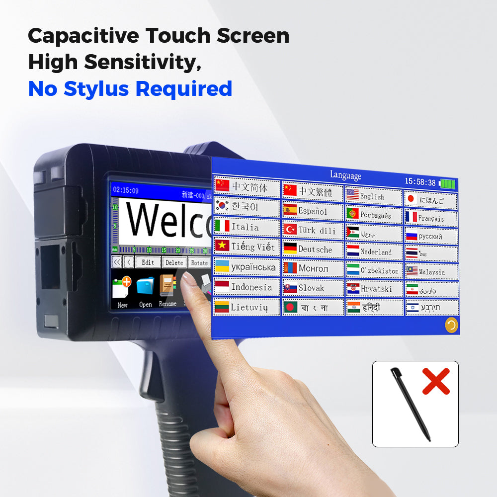 JWM Portable Handheld Inkjet Printer with 42ml Quick-Dry Ink Cartridge(12.7mm Height）