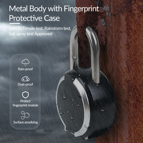 JWM Bluetooth Fingerprint Padlock with Protective Case, Keyless Smart Fingerprint Lock with Tuya APP for Gym Locker, IP65 Outdoor Waterproof