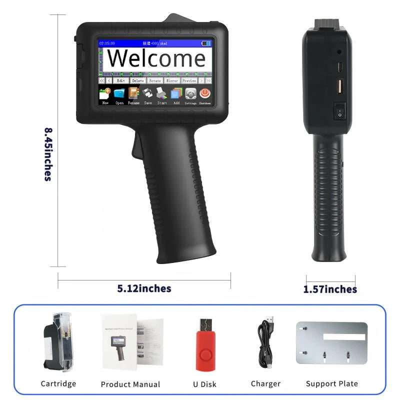 JWM Portable Handheld Inkjet Printer with 42ml Quick-Dry Ink Cartridge(12.7mm Height）