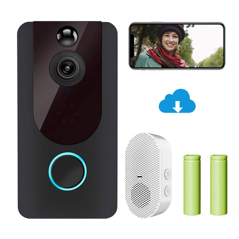 JWM Video Doorbell Camera with Chime, Doorbell Camera Wireless Wi-Fi, 1080P HD, 2-Way Audio, Night Vision, Motion Detector